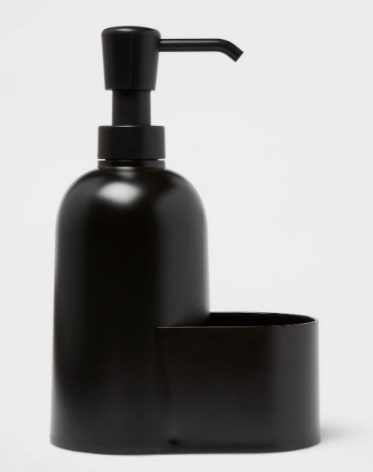 Room Essentials Black Plastic Soap Dispenser With Sponge Holder