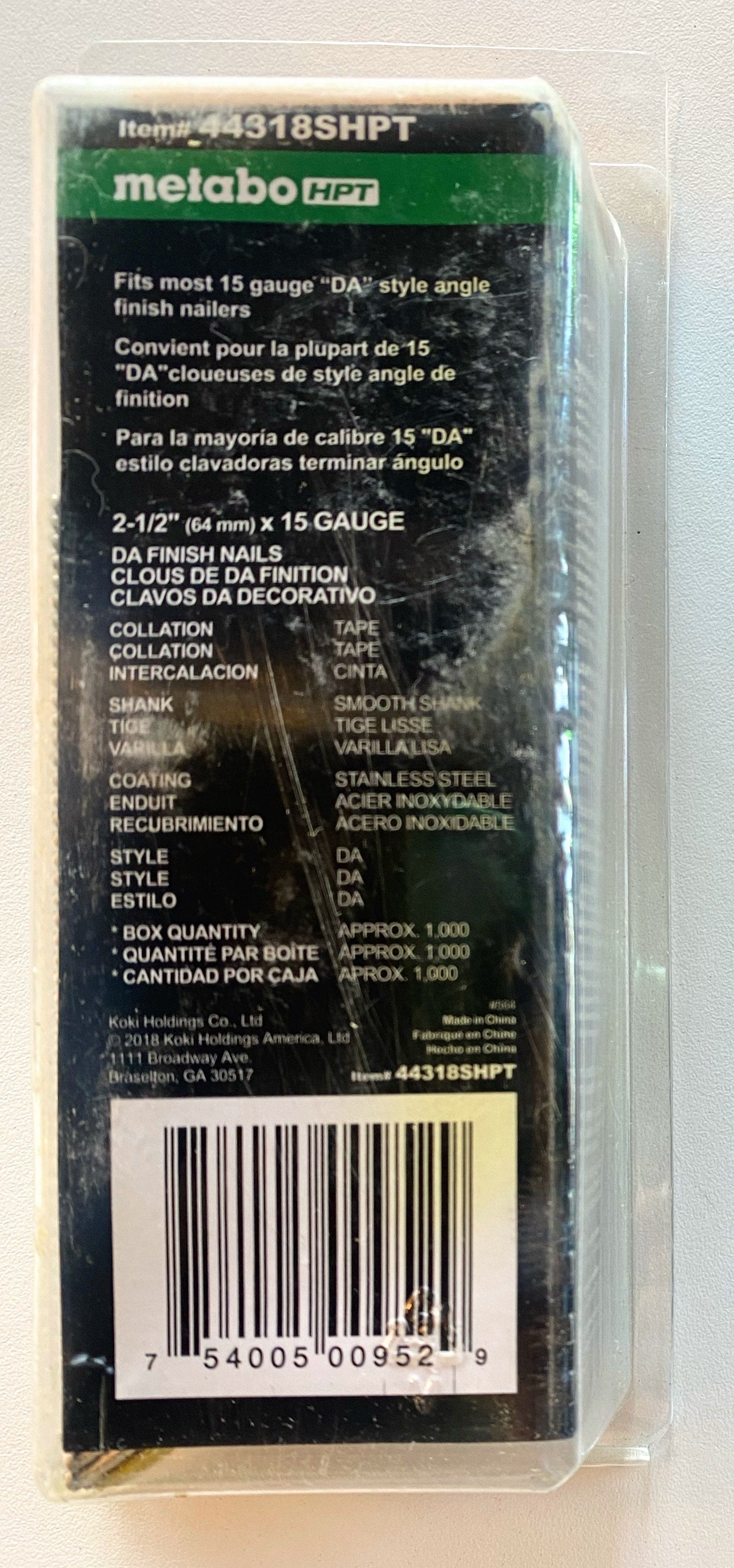 Metabo HPT Finish Nails | 2-1/2-Inch x 15 Gauge | Stainless Steel | 1000 Count |