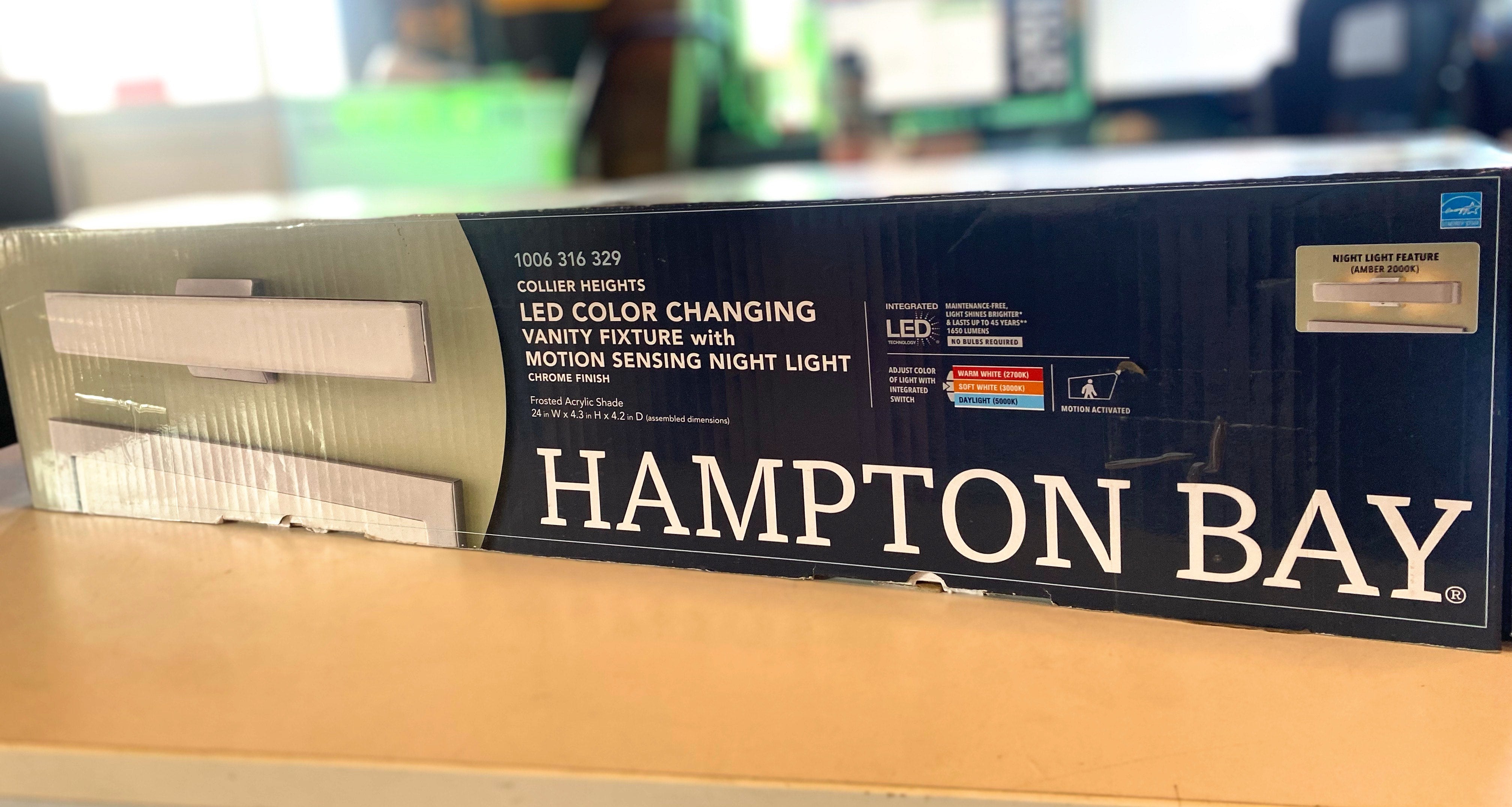 Hampton Bay- Collier Heights LED Color Changing Vanity Fixture with Motion Sensing Night Light- Chrome Finish