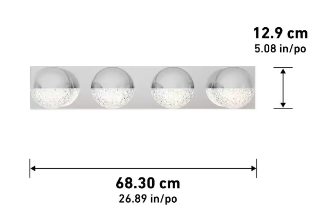 Artika - Carat 27 in. 4-Light Chrome LED Modern Bath Vanity Light Bar for Bathroom