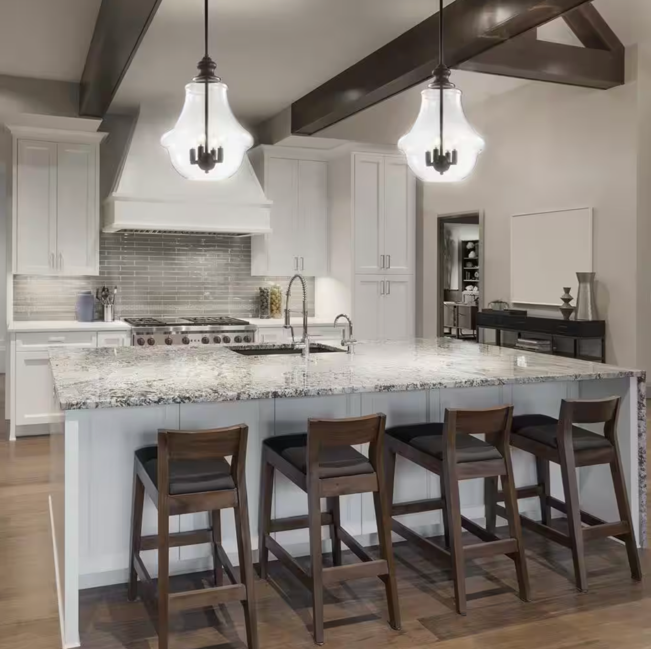 Adam 16 in. 4-Light Oil Rubbed Bronze Adjustable Metal/Glass LED Pendant (JONATHAN Y)