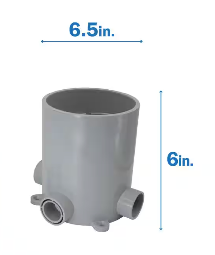 Cantex - Round Floor Box for Concrete with Two .75-in. Outlets and Two .5-in. Outlets (No Cap)