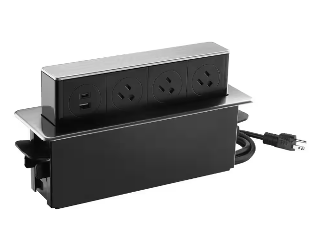 Link2Home - 3-Outlets Space Saver Pop Up Socket, Receptacle Power Cover Box with USB, Type-C Fast Charge, Splash Resistant