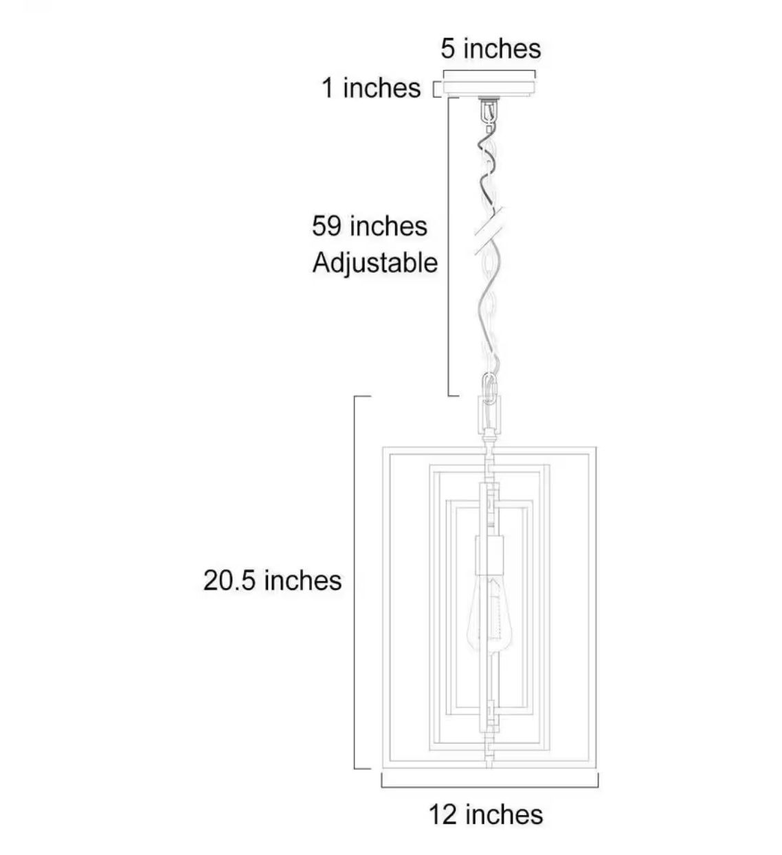 Modern Farmhouse Kitchen Pendant Lights, 1-Light Black Geometric Light Fixture for Kitchen Island with Swing Frame