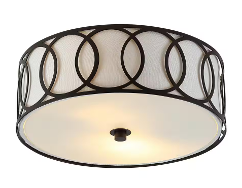 Aria 12.25 in. 2-Light Oil Rubbed Bronze Metal LED Flush Mount