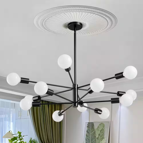 Modern Sputnik Chandelier 12-Light Black Chandeliers Mid Century Ceiling Light Fixture with no bulbs included
