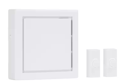 Defiant- Wireless Battery Operated Doorbell Kit with 2 Wireless Push Buttons, White