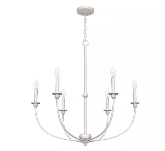 Southcrest 6-Light Distressed White Candlestick Chandelier