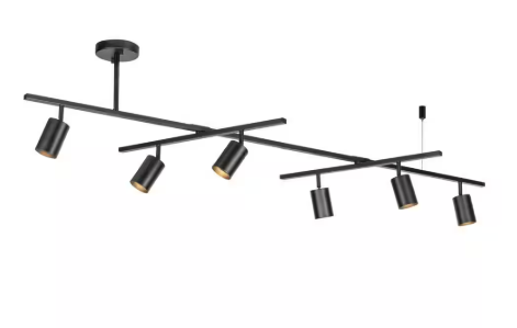 Globe Electric- West 64 in. 6-Light Matte Black Track Lighting with 2 x Center Swivel Bars