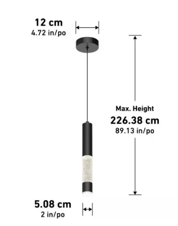 Mist 12-Watt 1 Light Matte Black Modern 3 CCT Integrated LED Mini Pendant Light Fixture for Kitchen Island