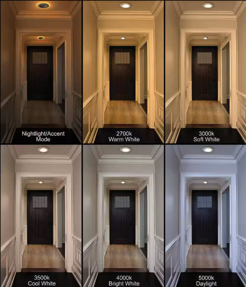 Commercial Electric- 6 in. Retrofit Integrated LED Recessed Light Trim w/ Night Light 670 Lumens Adjustable CCT Kitchen Lighting Dimmable