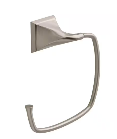 Delta- Everly Wall Mount Square Open Towel Ring Bath Hardware Accessory in Brushed Nickel