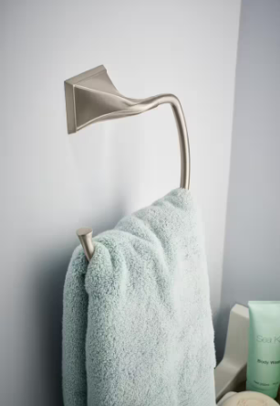 Delta- Everly Wall Mount Square Open Towel Ring Bath Hardware Accessory in Brushed Nickel