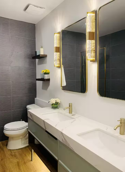 Modern 1-Light Gold Dimmable LED Wall Sconce Wall Lighting with Crystal Bubble Glass Shade