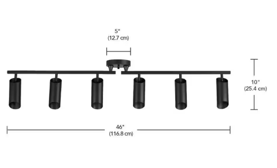 Modern 3.8 ft. Matte Black Foldable Hard Wired Indoor Track Lighting Kit with Adjustable Step Heads