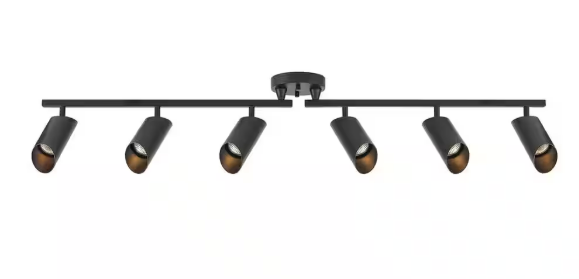 Modern 3.8 ft. Matte Black Foldable Hard Wired Indoor Track Lighting Kit with Adjustable Step Heads