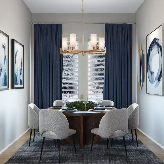 Gold 6-Light Modern Island Chandelier High Ceiling Light for Kitchen, Dining Room with Cylinder Frosted Glass Shades