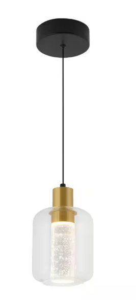Essence Globe 6.5-Watt 1 Light Black and Gold Modern Integrated Mini Pendant Light Fixture for Kitchen Island