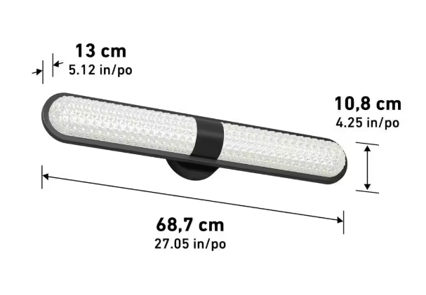 Carat Long 27 in. 1 Light Matte Black Modern Integrated LED 3 CCT Vanity Light Bar for Bathroom