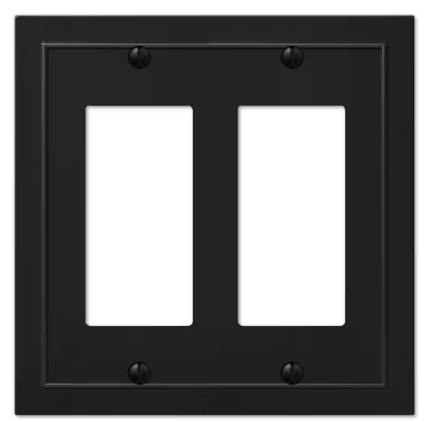 Bethany 2 Gang Rocker Metal Wall Plate - Black
