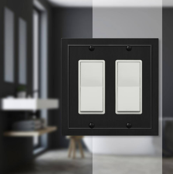 Bethany 2 Gang Rocker Metal Wall Plate - Black