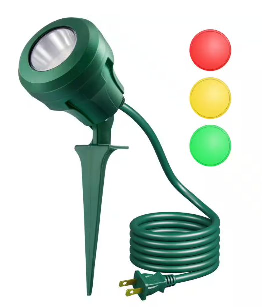 400 Lumen Green Waterproof Plug-In Integrated LED Landscape Flood Light with 3 Extra Lenses (Red Yellow Green)