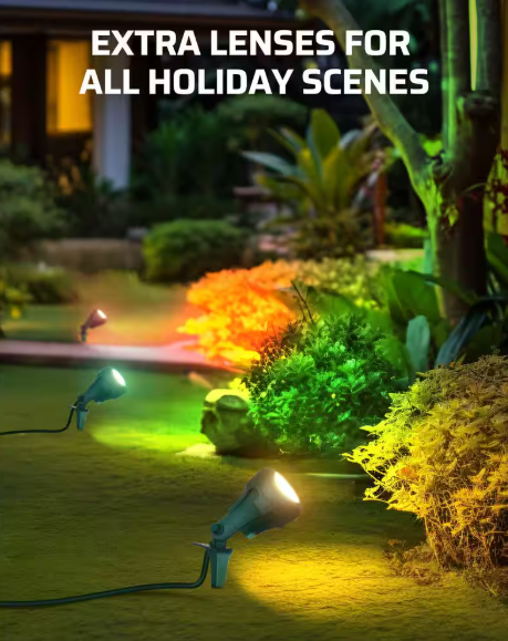 400 Lumen Green Waterproof Plug-In Integrated LED Landscape Flood Light with 3 Extra Lenses (Red Yellow Green)