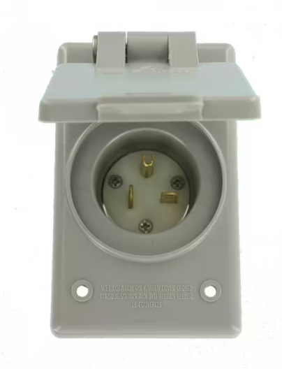 Leviton- 20 Amp 250-Volt Straight Blade Grounding Power Inlet Outlet, Gray 5478-CWP