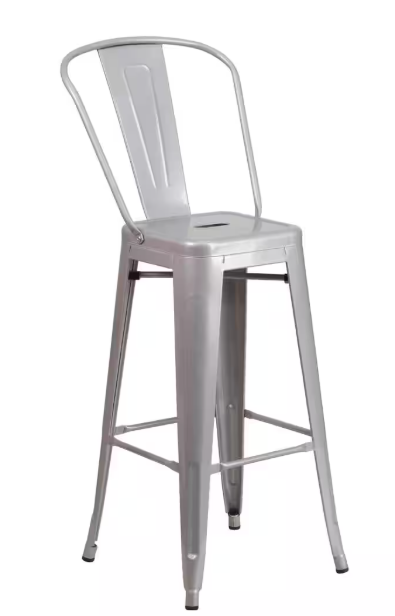30.25 in. Gray Metal Bar Stool