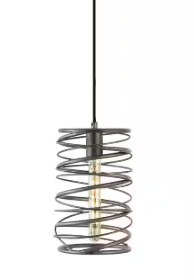 Helisa 7.25 in. 40-Watt 1-Light Silver Modern Contemporary Iron Spiral LED Pendant Light, Antique Silver