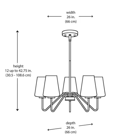 Anaya 5-Light Gold Chandelier Light Fixture with White Glass Shades