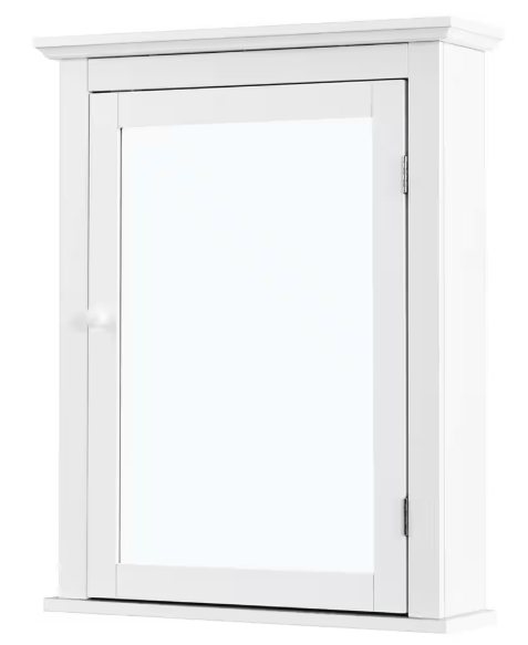 22 in. W x 27.5 in. H x 6 in. D Bathroom Storage Wall Cabinet with 1 Glass Doors and Adjustable Shelf in White