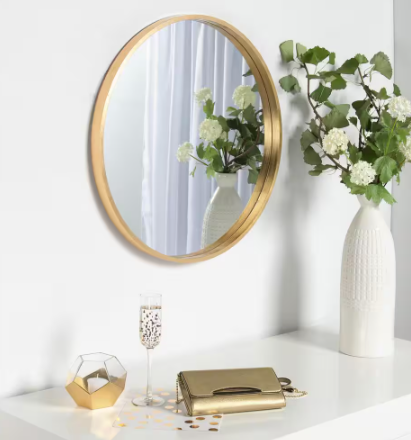 Medium Round Gold Contemporary Mirror (25.6 in. H x 25.6 in. W)