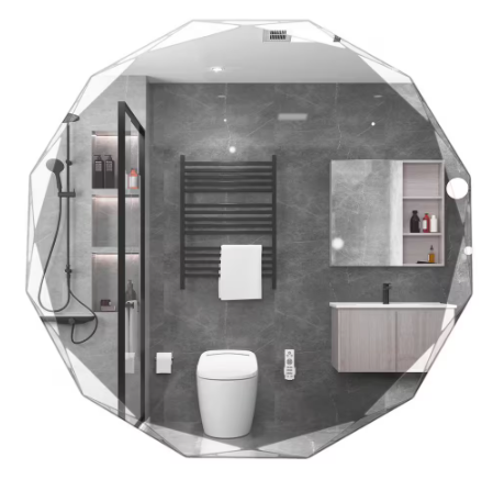 30 in. W x 30 in. H Round Frameless Beveled Edge Wall Bathroom Vanity Mirror