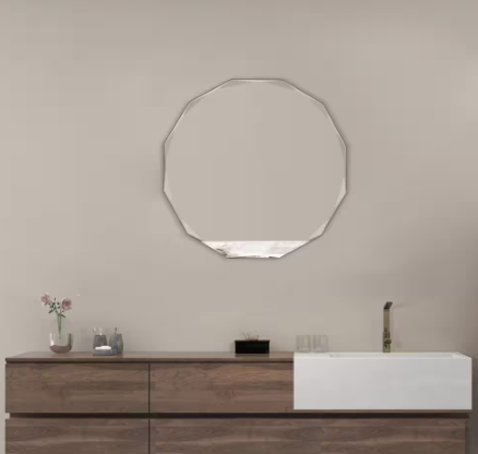 30 in. W x 30 in. H Round Frameless Beveled Edge Wall Bathroom Vanity Mirror