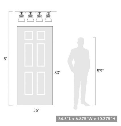 Hines 34.5 in. 4-Light Matte Black Semi-Flush Mount