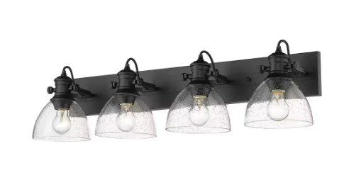 Hines 34.5 in. 4-Light Matte Black Semi-Flush Mount