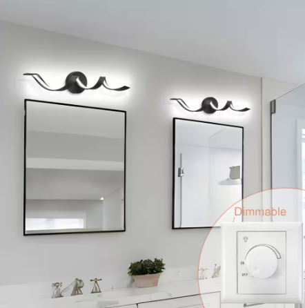 Miron 24 inch Modern LED Vanity Light 12W 6000K Spiral Design Black Wall Light Fixture