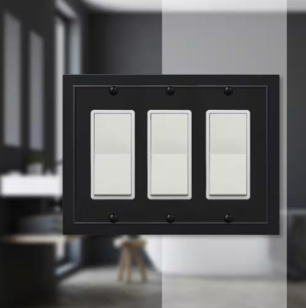 Bethany 3 Gang Rocker Metal Wall Plate - Black