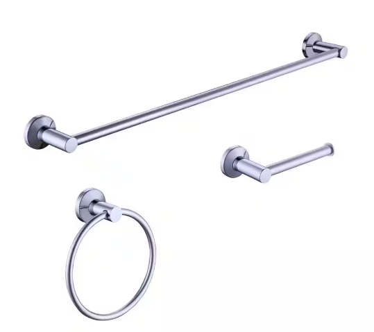 Glacier Bay- Dorind 3-Piece Bath Hardware Set Included 24 in. Towel Bar, Towel Ring and Toilet Paper Holder in Chrome