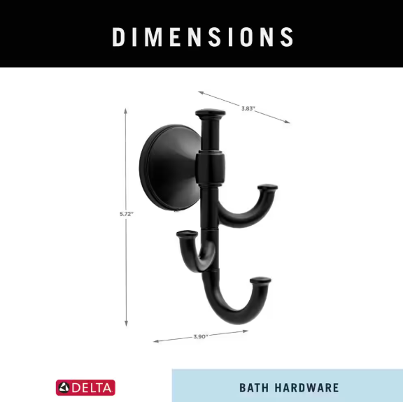 Delta - Accolade Expandable Multi-Purpose Towel Hook Bath Hardware Accessory in Matte Black