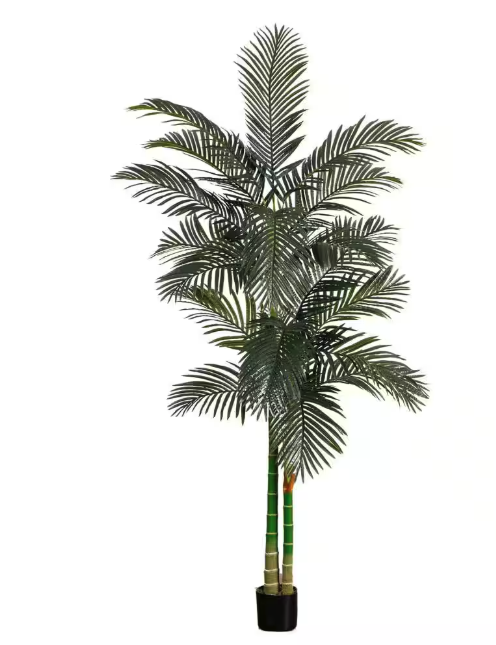 8 ft. Artificial Green Golden Cane Palm Silk Tree