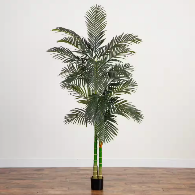 8 ft. Artificial Green Golden Cane Palm Silk Tree