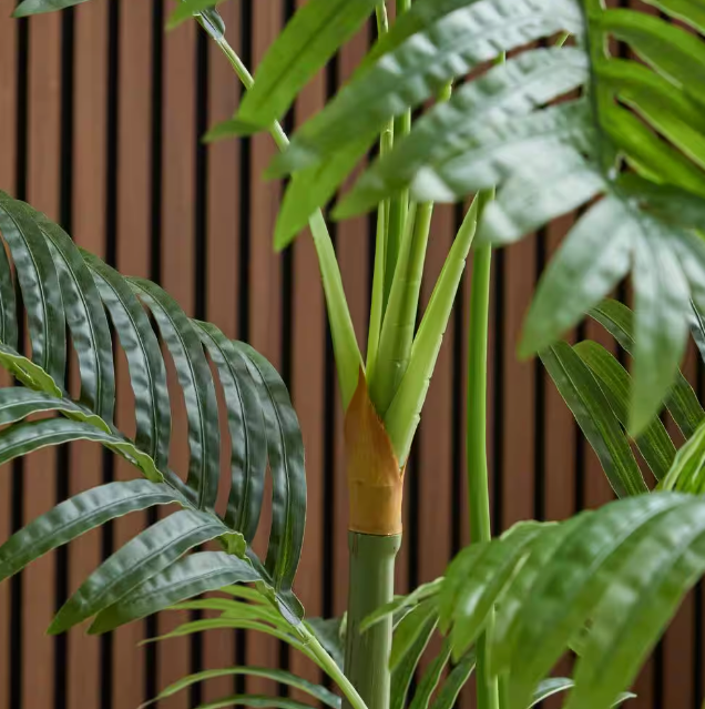 4 ft. Artificial Golden Cane Palm Tree in White Pot