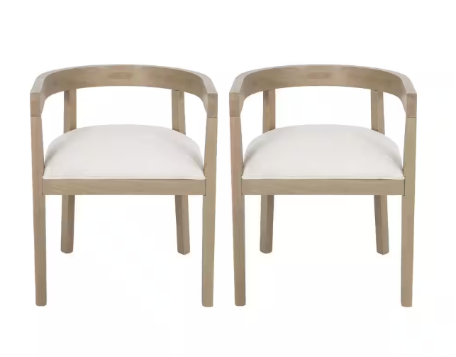 Cinnabar Light Ash and Beige Fabric Upholstered Dining Chair (Set of 2)