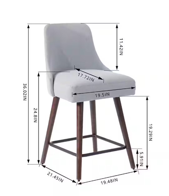 25 in. Benfield Stone Gray/Sable Wood Upholstered Counter Stools with Back (Per Chair)