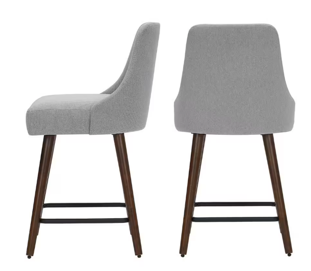 25 in. Benfield Stone Gray/Sable Wood Upholstered Counter Stools with Back (Per Chair)