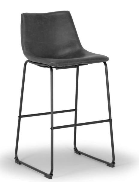 28.5 in. Vintage Grey Adan Iron Frame Faux Leather Bar Stool (Set of 2)