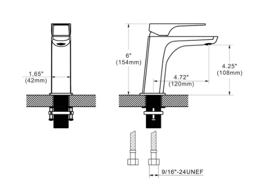 AKDY- Single Hole Single-Handle Bathroom Faucet in Brushed Graphite Black