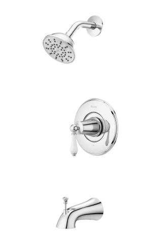 Pfister- Courant Single-Handle 1-Spray Tub and Shower Faucet with White Ceramic Lever Handle in Polished Chrome (Valve Included)